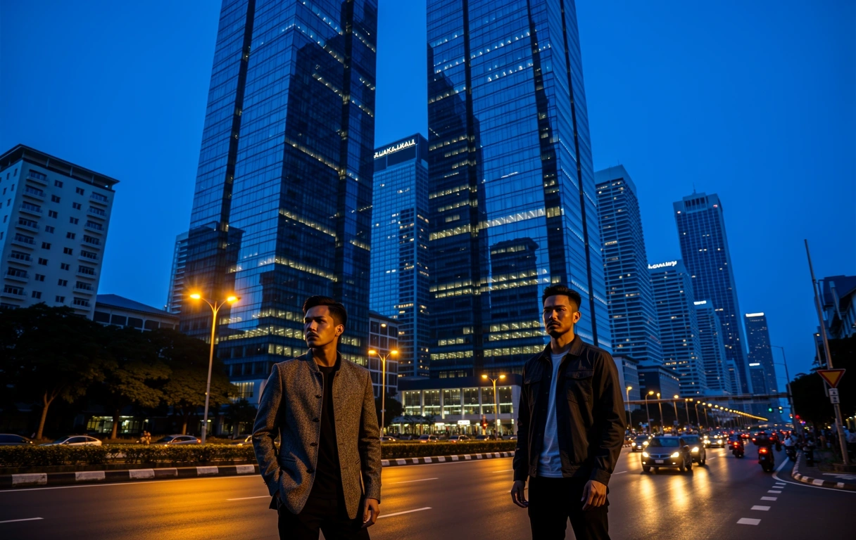 Jakarta skyline at blue hour